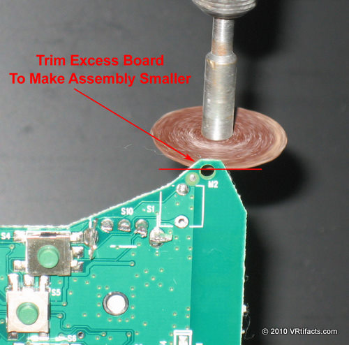 Make the big board a little smaller by trimming the mounting tabs with a Dremel cutoff wheel.