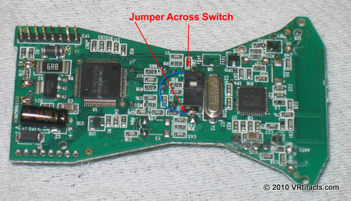 Solder a jumper across the Air Mouse switch. Wirewrap wire works well. The tracker should always be in 3D “Air” mode.